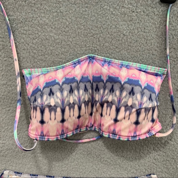 Victoria’s Secret Strappy Swimsuit Bikini Set Hottie Cheeky Pink Blue Tie Dye M - Picture 5 of 11